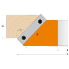 Frēzgalva 45° MAN - D150 d50 Z2 ALU 2