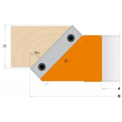 Frēzgalva 45° MAN - D150 d50 Z2 ALU
