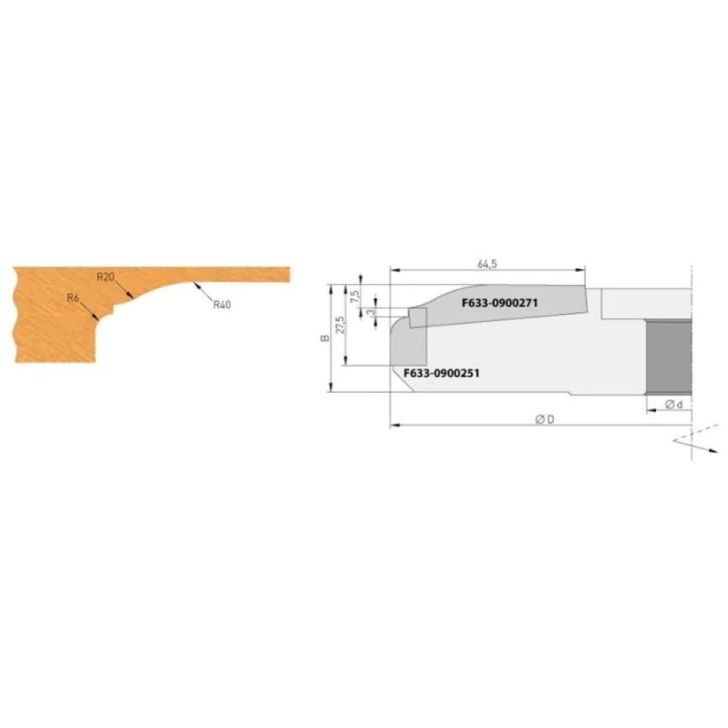 IGM Фреза профиля для F633, 59x12x1,5 низ