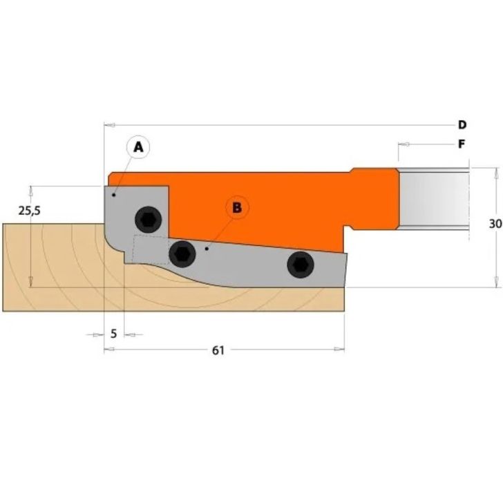 CMT Profile knife for milling cutter for C694013 - Pair of Knives A 19,8x11,9x1,5 mm