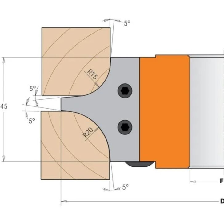 CMT Profile knife for milling for C694004 - Pair of Knives R-12+18 mm