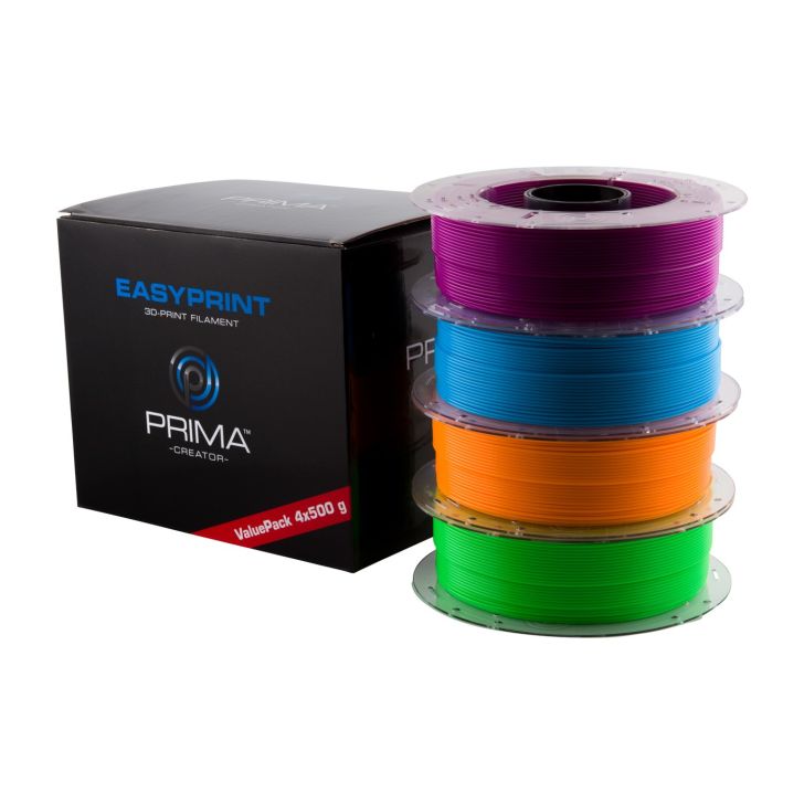 EasyPrint PLA Value Pack Neon — 1,75 мм — 4 шт. по 500 г (всего 2 кг) — неоновый синий, неоново-зеленый, неоново-оранжевый, неон