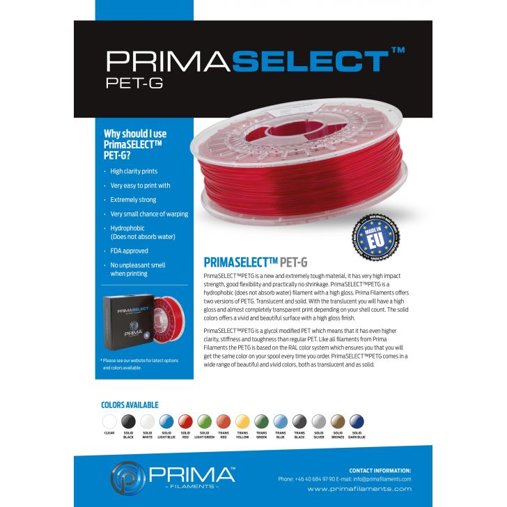 PrimaSelect PETG — 1,75 мм — 750 г — Прозрачный