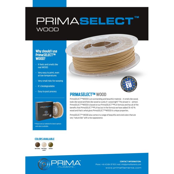 PrimaSelect WOOD - 1,75 мм - 500 г - Натуральный