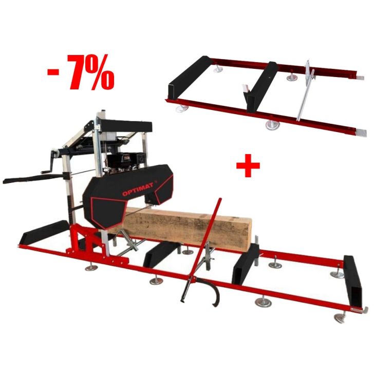 Horizontālais lentzāģis OPTIMAT TMG 790S ar benzīna dzinēju + pagarinājums 2000mm (davana), standarta cena 532,06
