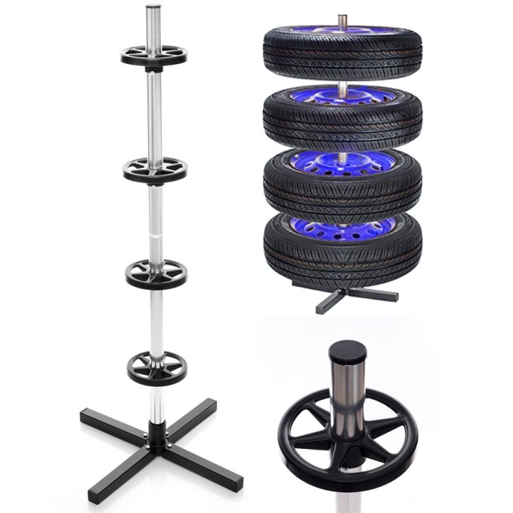 Stand, hanger for storing tires, tires, rims