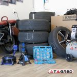 Stand, hanger for storing tires, tires, rims