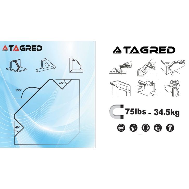 Magnetic square load capacity up to 34.5 kg