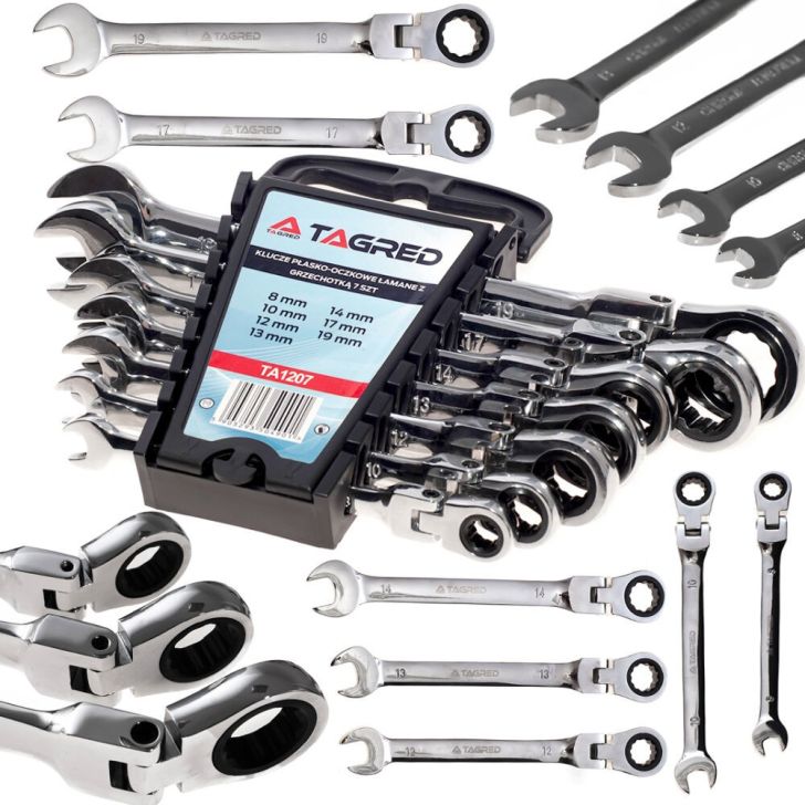 Ratchet wrenches 8-19mm, 7pcs.