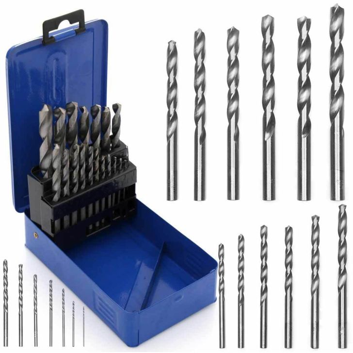 Metal drill bits, cylindrical HSS drill bit 1-10 mm 19-pcs.