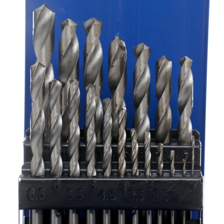 Metal drill bits, cylindrical HSS drill bit 1-10 mm 19-pcs.