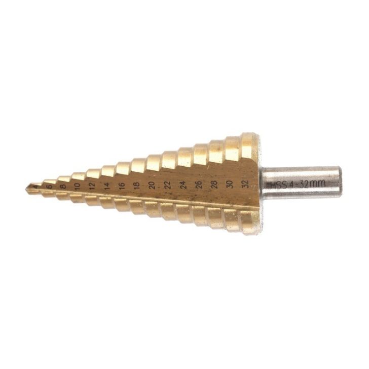 Step cone drill bit set 4pcs 4-32 mm in case