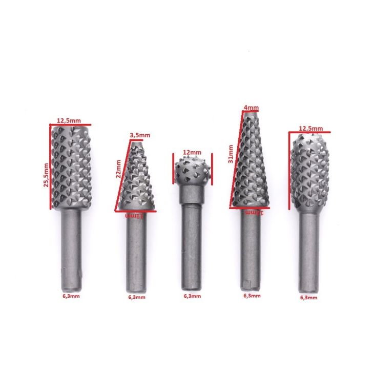 End mills, profile mills, shaped mills for wood, rasp, gears 6.3 mm