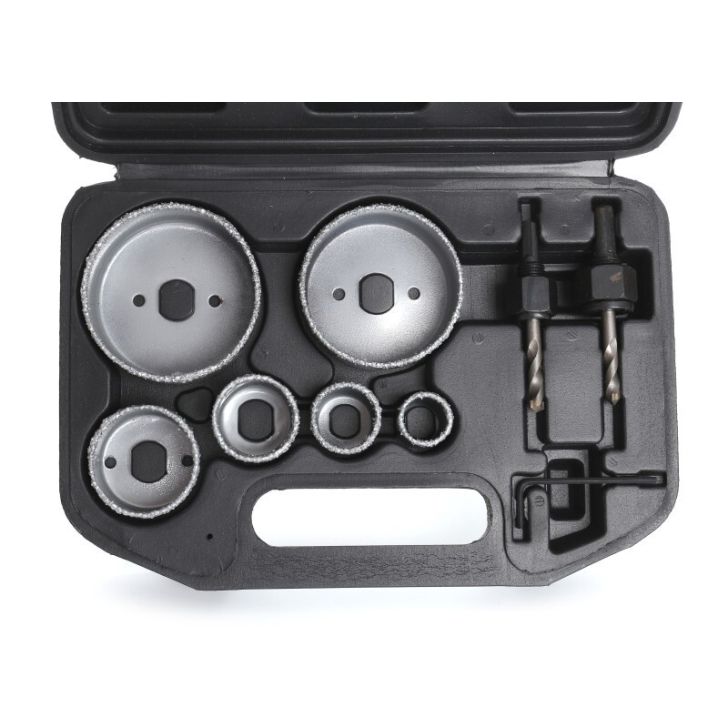 Tungsten hole saws for glazed ceramic tiles 22-73 mm 8-pcs.