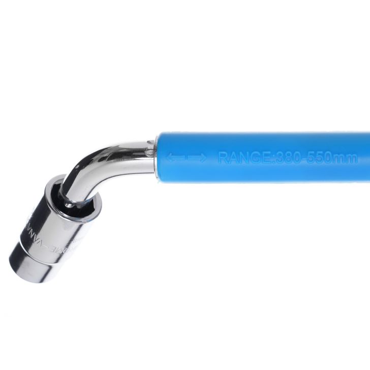 Telescopic wheel wrench 17-19/ 21-23 mm L type, 2 sockets, rubber handle