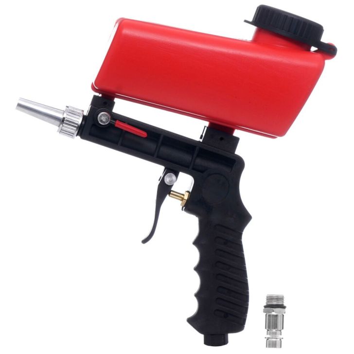 Sandblasting and soda blasting gun with tank