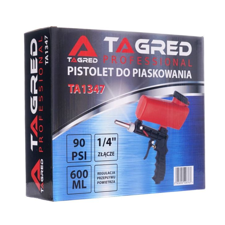 Sandblasting and soda blasting gun with tank