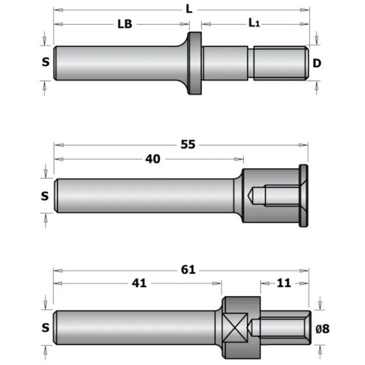 CMT C924 Slot Cutter Arbor with Spacers - S-12, D-M8, L1-29.75