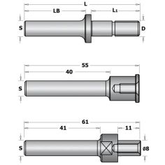 Slot Cutter Arbor with Spacers - S-12,7 mm, D-M8, L1-40