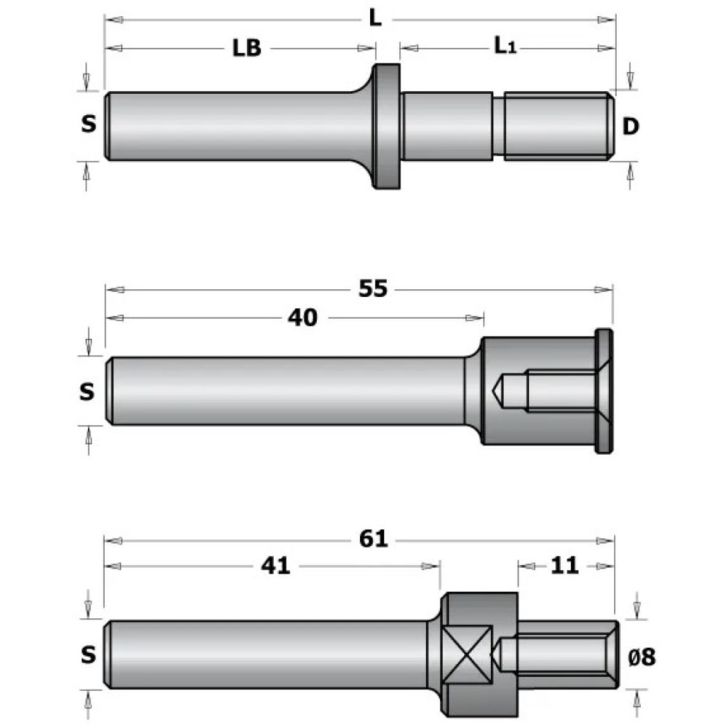 CMT Оправка для шлицевой фрезы C924 с подшипником — S-8