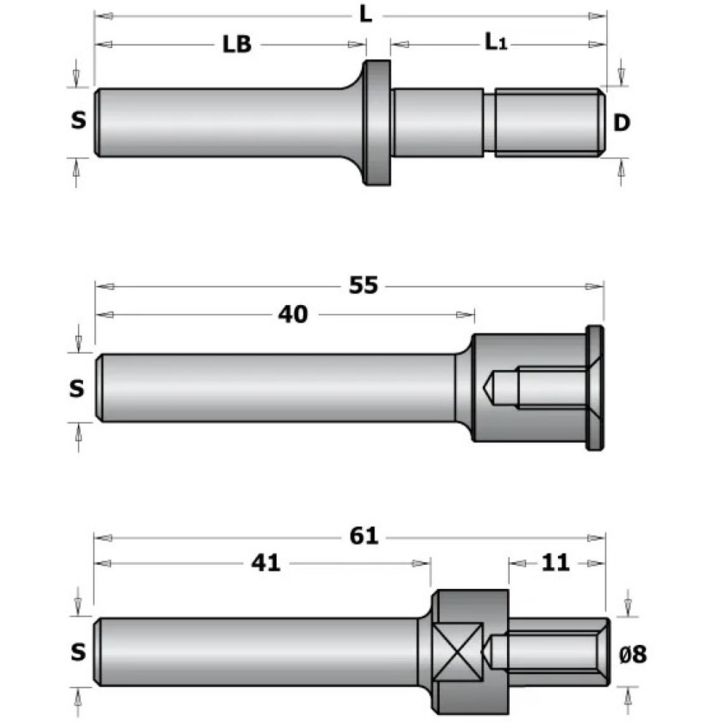 CMT C924 Оправка для фрезерования пазов без подшипника — L61, S-8