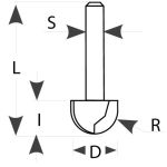IGM M114 Round Nose Router Bit - R9,5 D19x12,7x52,7 S-8 HW