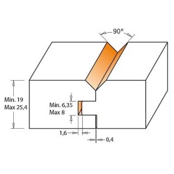 CMT C955 V-Joint Tongue and Groove Set - D44,4 t19-25,4 S-12 HW