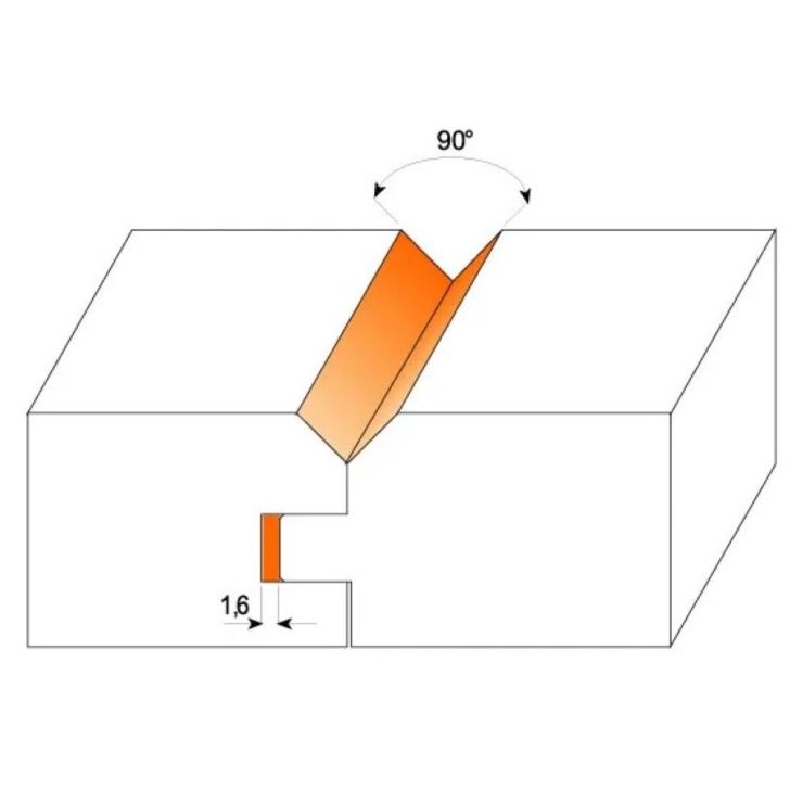 CMT C955 V-Joint Tongue and Groove Set - D44,4 t19-25,4 S-12 HW