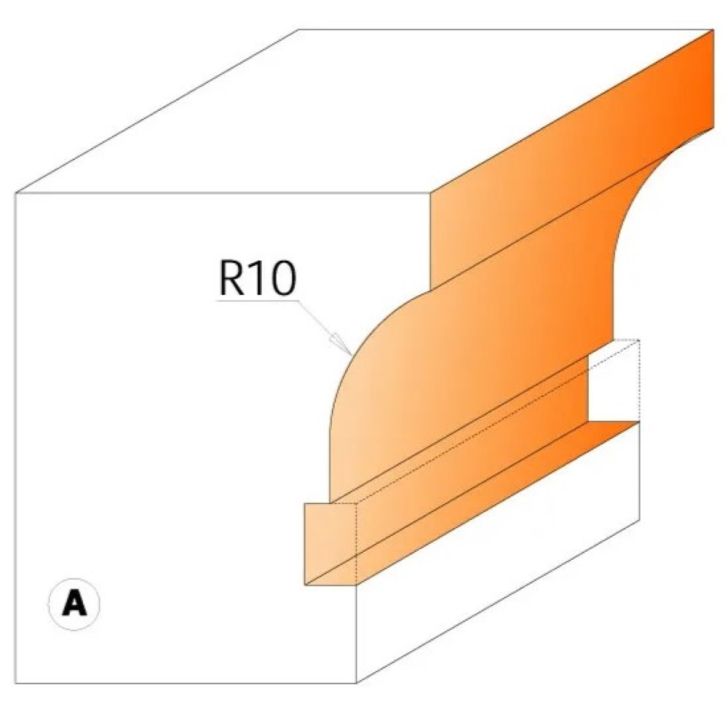 CMT C955 Ovolo Sash Bit - D22 I19 R10 Profile A S-8 HW