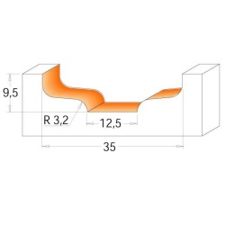 Raised Panel Bit - D35 d2-12,5 I9,5 R3,2 S-12