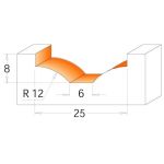 Raised Panel Bit - D25 d2-6 I6 R12 S-8
