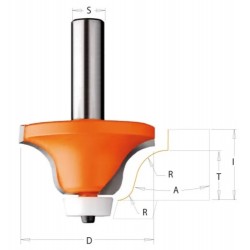 Solid Surface Roundover Bit for CORIAN - R6,35-12,7 D54 S-12