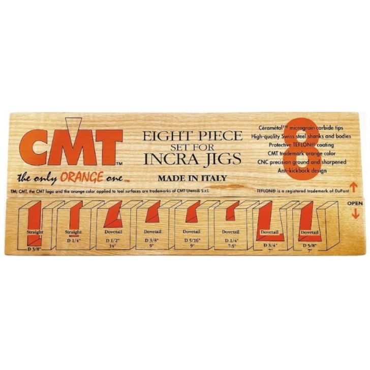 CMT 8 pc Set S6.35, Dovetail and Straight Bits (Unpacked)