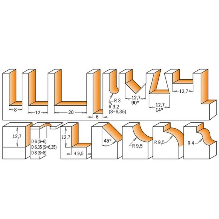 CMT Super Set of BITS - 15 pcs S-8 HW