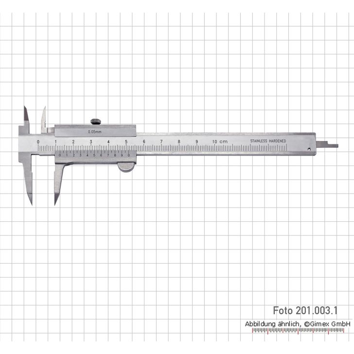 Caliper 100 x 0.05 mm, INOX, with narrow jaws