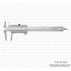 Bīdmērs 100 x 0,05 mm, INOX, ar šaurām spīlēm