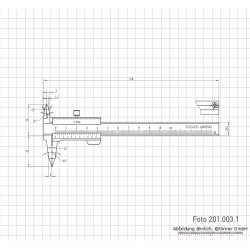 Bīdmērs 100 x 0,05 mm, INOX, ar šaurām spīlēm