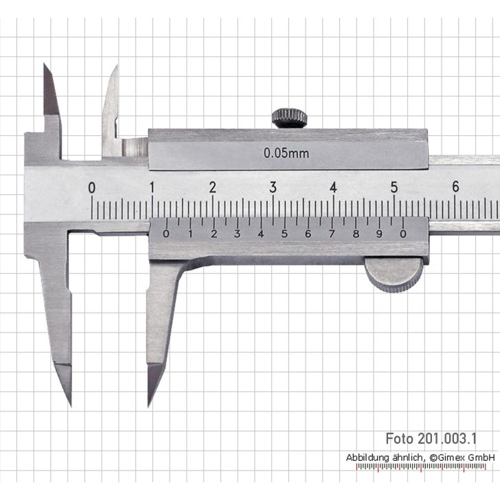 Caliper 100 x 0.05 mm, INOX, with narrow jaws