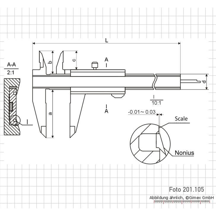 Bīdmērs 200 x 0,05, INOX