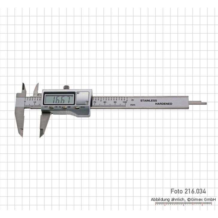 Digital caliper with metal housing, 100 mm