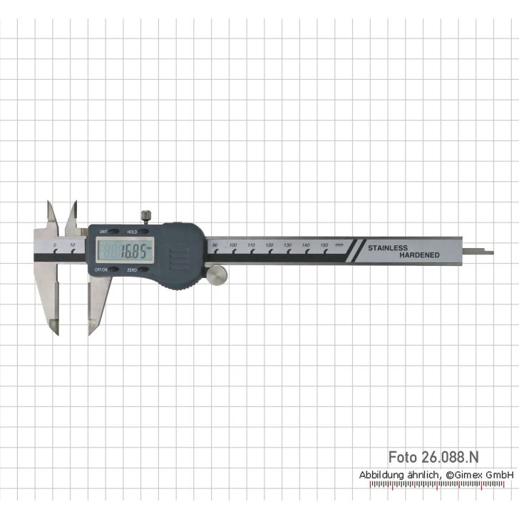 Digital caliper with roller, 150 mm (carbide surfaces)