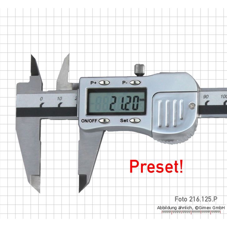 Digital caliper 150 mm, with preset