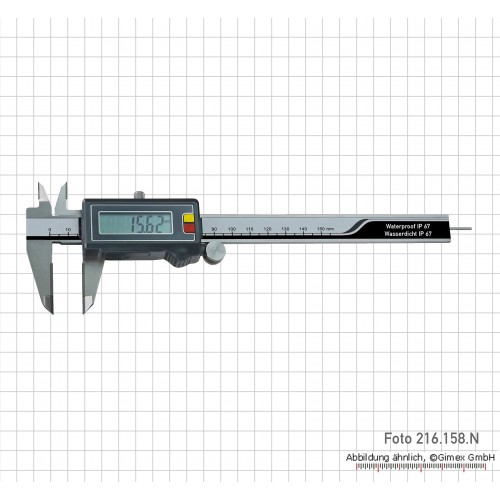 Digitālais bīdmērs ar karbīda mērīšanas virsmu 150 mm, IP 67