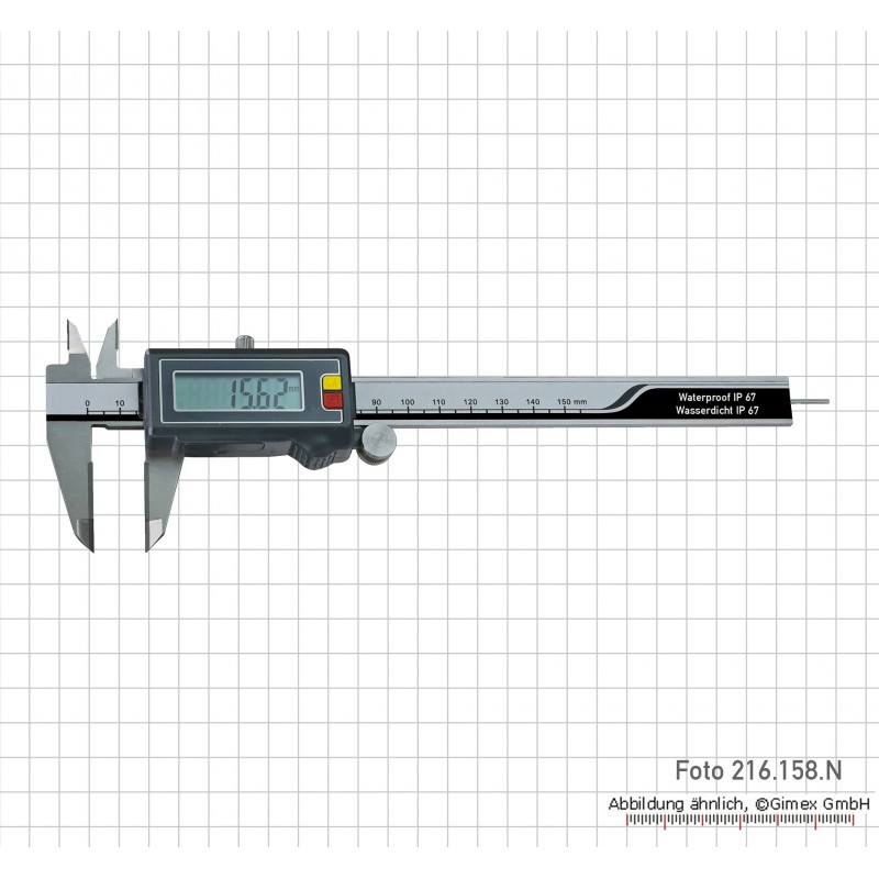 Digitālais bīdmērs ar karbīda mērīšanas virsmu 150 mm, IP 67