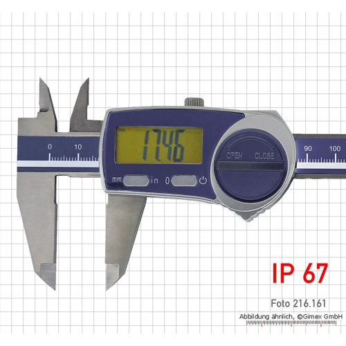 Digitālais bīdmērs IP 67, 150 mm, ar apaļu dziļuma stieni