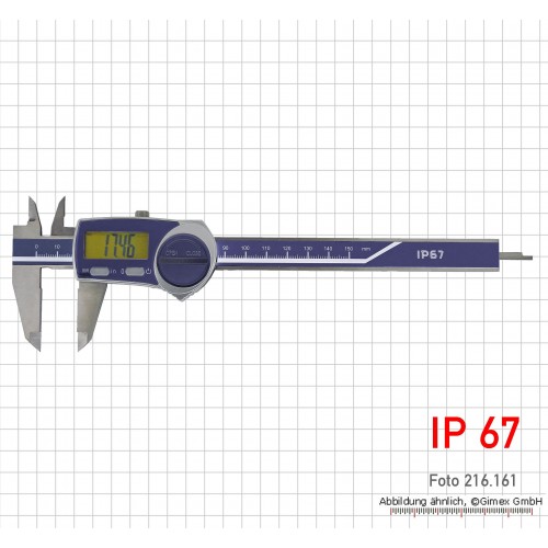 Digitālais bīdmērs IP 67, 150 mm, ar apaļu dziļuma stieni