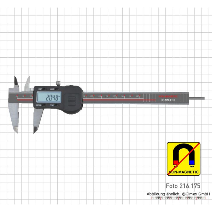 Digital caliper 300 mm, non-magnetic