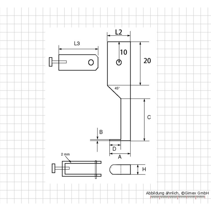 Meas. tips for digging. uni. caliper, with flat measures. faces, type 1-3