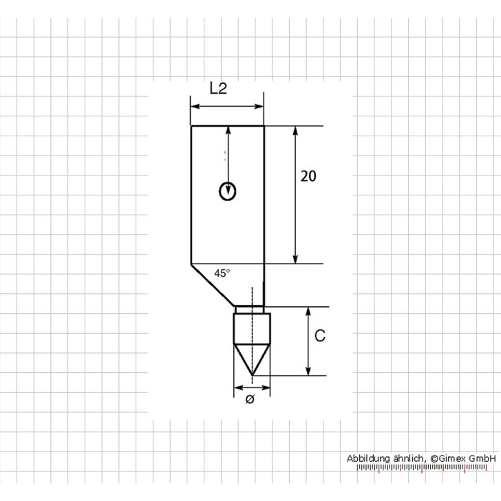 Meas. tips for digging. uni. caliper, with conical measures. faces, type 5-3