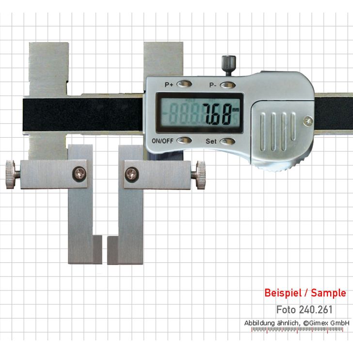 Meas. tips for digging. uni. caliper, with blade measuring surfaces